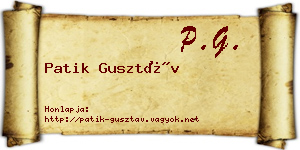 Patik Gusztáv névjegykártya