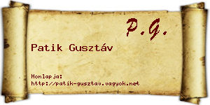 Patik Gusztáv névjegykártya